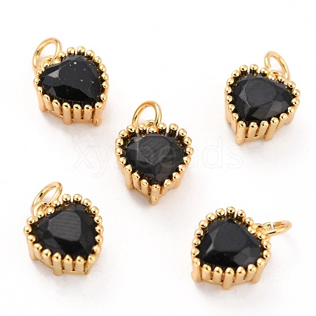 Real 18K Gold Plated Brass Inlaid Cubic Zirconia Charms ZIRC-L100-074G-05-1