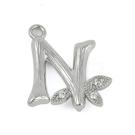 Brass Crystal Rhinestone Letter Links Connector Charms KK-S395-06P-N-1