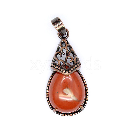 Retro Hollow Natural Red Jasper  Pendants PW-WGBA09F-06-1