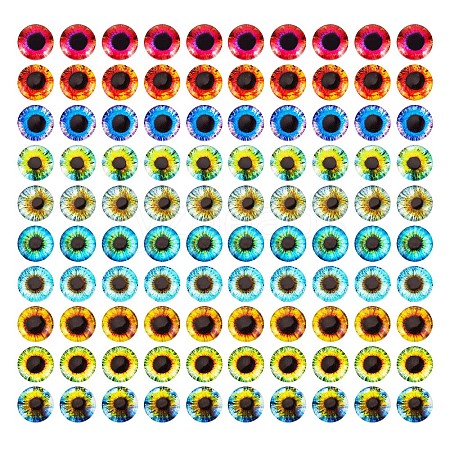 Luminous Eye Printed Glass Cabochons GGLA-PH0001-22B-1