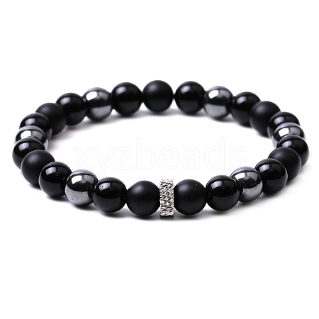 Natural Mixed Gemstone Beaded Stretch Bracelets for Men PW-WGAE28D-05-1