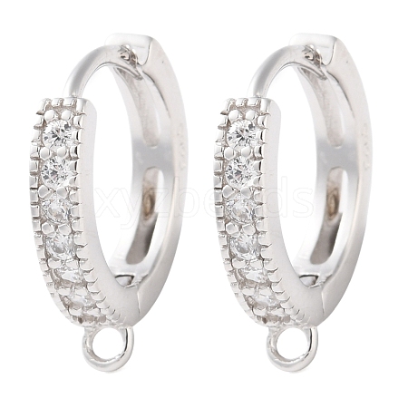 Anti-Tarnish Rhodium Plated 925 Sterling Silver Huggie Hoop Earring Findings STER-C010-01P-1