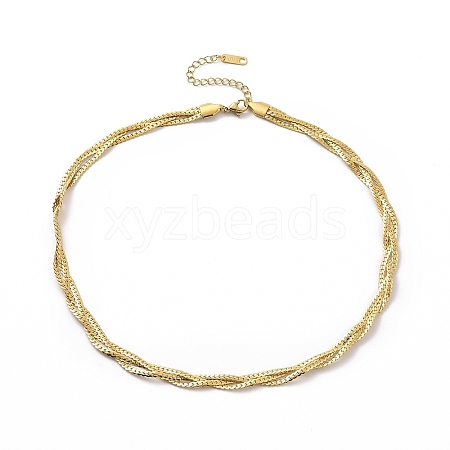 304 Stainless Steel Braided Cuban Link Chain Necklace for Women NJEW-P271-04G-1