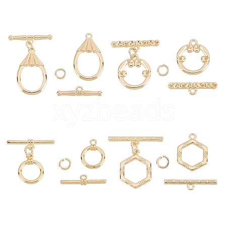 AHADERMAKER 8Set 4 Style Brass Toggle Clasps KK-GA0001-16-1