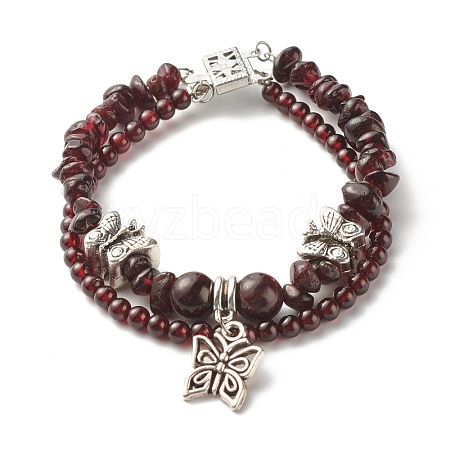 Natural Garnet Chip Beads Multi-strand Bracelet BJEW-JB07052-03-1