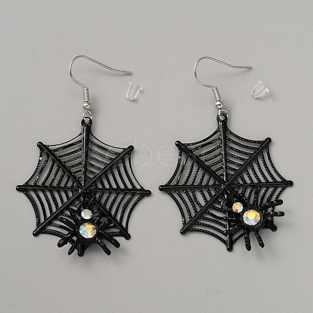 Halloween Theme Alloy Rhinestone Dangle Earrings for Women EJEW-WH0047-07C-1