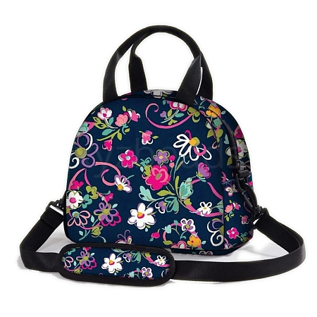 Rectangle with Flower Pattern Oxford Insulated Lunch Bag PW-WG104BF-03-1