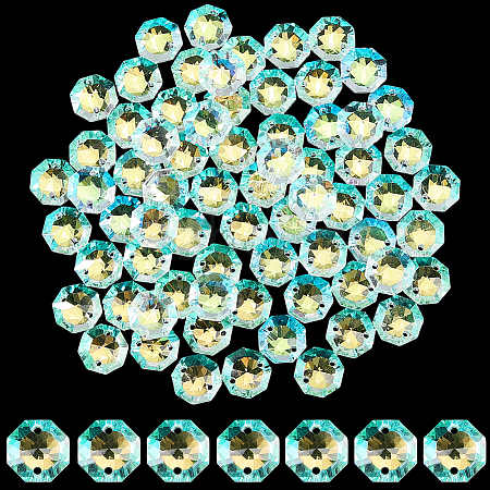 80Pcs Transparent Faceted Glass Connector Charms GLAA-SP0001-88D-02-1