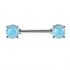 304 Stainless Steel with Resin Imitation Blue Opal Half Round Nipple Barbells WG71F42-02-1