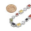 Brass Colorful Cubic Zirconia Cup Chain Oval & Rectangle Necklaces for Women NJEW-M079-05P-5