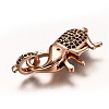 Brass Micro Pave Black Cubic Zirconia Lobster Claw Clasps ZIRC-I052-05-4