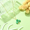 Saint Patrick's Day Clover Natural Malaysia Jade Pendant Necklace with 304 Stainless Steel Chains NJEW-JN04417-5