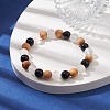 Natural Wood & Selenite & Eyeless Obsidian Beaded Stretch Bracelets BJEW-JB10115-02-2