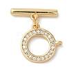 Brass Micro Pave Clear Cubic Zirconia Toggle Clasps KK-N254-67G-3