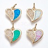 Brass Micro Pave Cubic Zirconia Charms KK-L161-11G-1