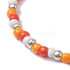 Halloween Candy Corn Acrylic & Glass Seed Beaded Stretch Bracelets Women BJEW-JB10525-03-4