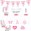 AHADEMAKER Paper Banners & Breast Cancer Awareness Ribbon Pendant Decoration DIY-GA0004-05-2