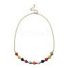 Cross Synthetic Turquoise Beaded Necklaces NJEW-JN03067-1