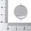 Rack Plating Brass Micro Pave Clear Cubic Zirconia Flat Round Connector Charms KK-A234-074P-3