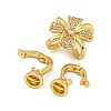 Rack Plating Flower Brass Micro Pave Clear Cubic Zirconia Fold Over Clasps KK-F876-02G-2