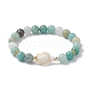 Tortoise Synthetic Turquoise & Natural Amazonite Stretch Bracelets for Women BJEW-JB10106-03-1