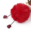 Imitation Rex Rabbit Fur & PU Leather Christmas Reindeer Pendant Keychain KEYC-K018-03KCG-02-3