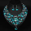 Teardrop Alloy Rhinestone Pendant Necklaces & Stud Earrings Sets for Women WG498A8-06-1