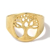 Vacuum Plating 201 Stainless Steel Tree of Life Wide Open Cuff Rings for Unisex RJEW-C092-03G-2