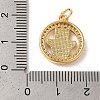 Flat Round with Hamsa Hand Rack Plating Brass Cubic Zirconia Pendants KK-K385-052G-4