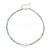 Summer Beach Natural Green Aventurine Round Beaded Necklaces NJEW-JN05262-05-4