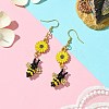 Woven Bees Glass Dangle Earrings EJEW-MZ00232-2