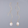 Natural Baroque Pearl Keshi Pearl Ear Threads EJEW-JE03434-5