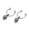 Skull 316 Surgical Stainless Steel Dangle Half Hoop Earrings for Women EJEW-G416-48AS-4