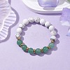 10.5mm Round Natural Green Aventurine & Howlite Beaded Stretch Bracelets for Women BJEW-JB10713-2