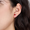 Anti-Tarnish Rhodium Plated 925 Sterling Silver Heart Stud Earrings with Red Enamel IB3221-4