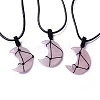 Adjustable Natural Rose Quartz Moon Pendant Necklace NJEW-B086-02G-1