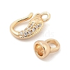 Brass Micro Pave Clear Cubic Zirconia Hook and S-hook Clasps KK-C080-01G-2