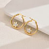 Geometric Retro Casual Stainless Steel Rhinestone Hoop Earrings for Women LU7755-2-2