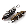 Natural Tiger Eye Double Terminal Pointed Pendants G-C144-03P-04-2