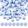 20Pcs Blue Cube Letter Silicone Beads 12x12x12mm Square Dice Alphabet Beads with 2mm Hole Spacer Loose Letter Beads for Bracelet Necklace Jewelry Making JX434O-1