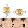 SHEGRACE Brass Pave Cubic Zirconia Square Connector Charms XGRQ2O014-440D-P-3
