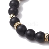 Frosted Natural Dyed & Heated Black Agate(Dyed & Heated) Beaded Stretch Bracelets BJEW-JB10565-4