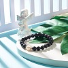 Natural Pearl & Lava Rock Beaded Stretch Bracelet BJEW-JB07760-2