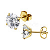 Stainless Steel Micro Pave Clear Cubic Zirconia Stud Earrings PW-WG005C9-06-1