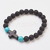 Synthetic Turquoise Beads Stretch Bracelets X-BJEW-JB03710-01-1