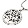 304 Stainless Steel Flat Round with Tree of Life Pendant Necklaces NJEW-S007-16P-2