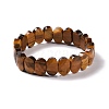 Natural Tiger Eye Oval Beaded Stretch Bracelet G-E010-01A-1