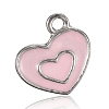 Platinum Plated Alloy Enamel Heart Charms ENAM-J415-01P-1