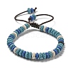 Disc Dyed Natural Lava Rock Adjustable Braided Beaded Bracelet BJEW-G691-01C-1
