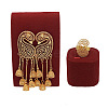 Hollow Flower Alloy Stud Dangle Earrings & Cuff Rings Sets for Women FS-WG1AAB0-01-5